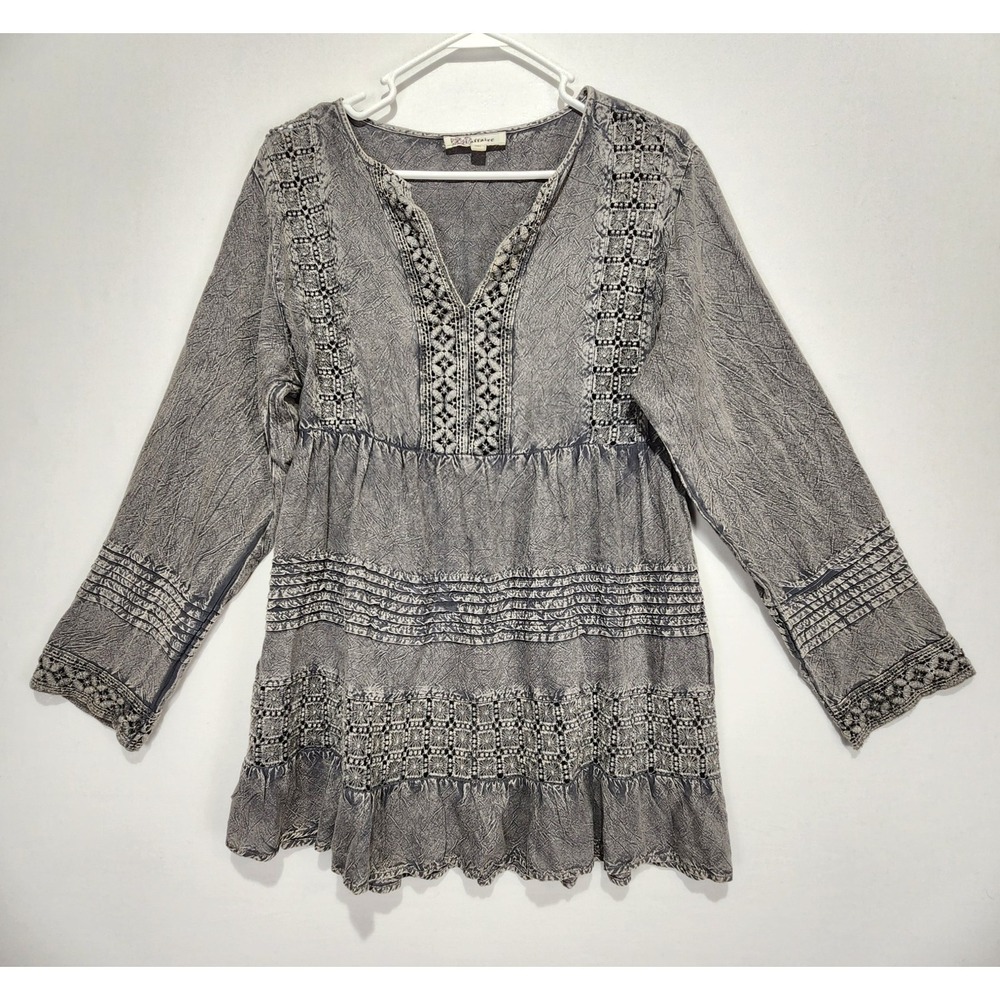 Laffaire‎ Women's Casual Embroidered Light Gray Relaxed Dress Size M